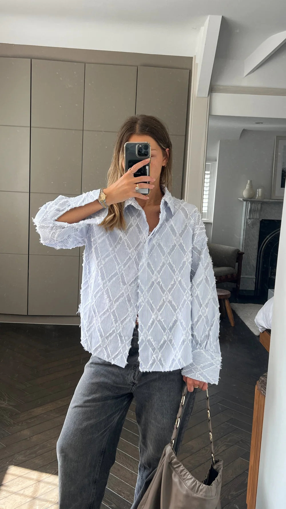 Marlowe Shirt - blue stripe - by Charli