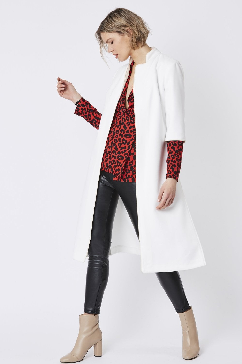 Luxury Faux Suede Coat - Cream