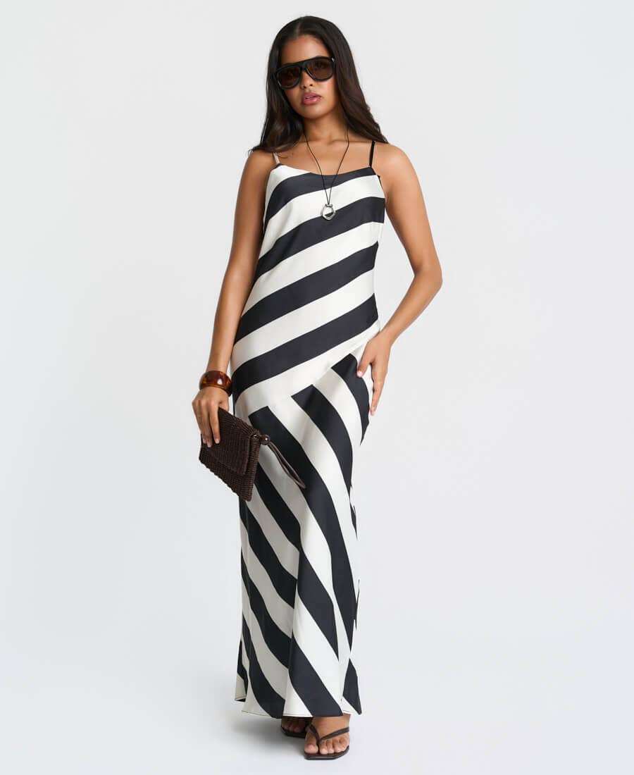 Mono Stripe Maxi Dress