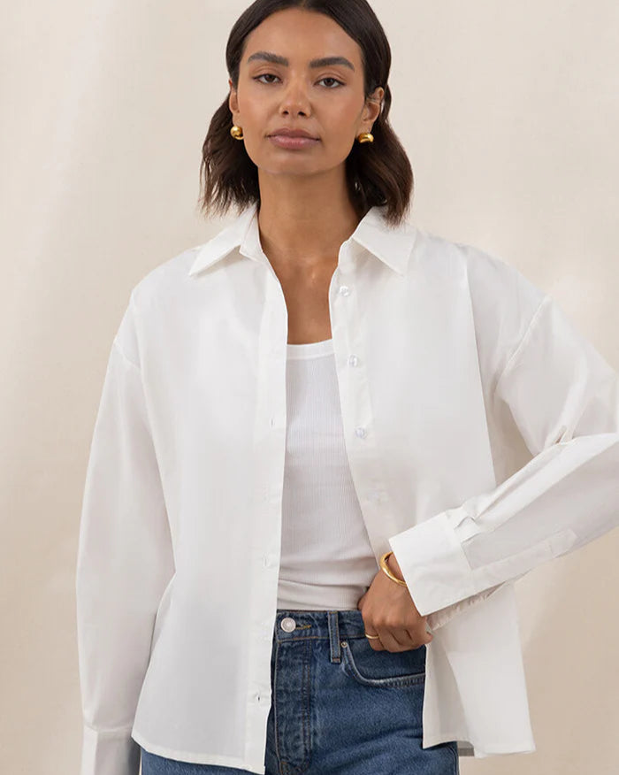 Indie Cotton Shirt - White - by Charli