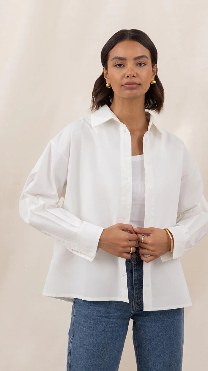 Indie Cotton Shirt - White - by Charli