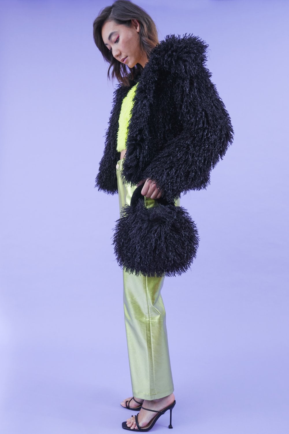 Bamboo Lyocell Knitted Faux Shearling Jacket - by Jayley