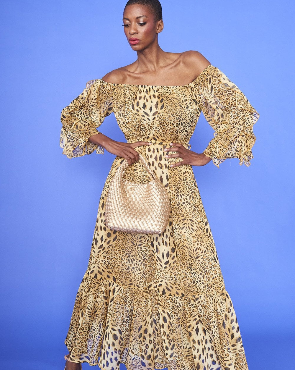 Capri Silk Blend Animal Print Maxi Dress