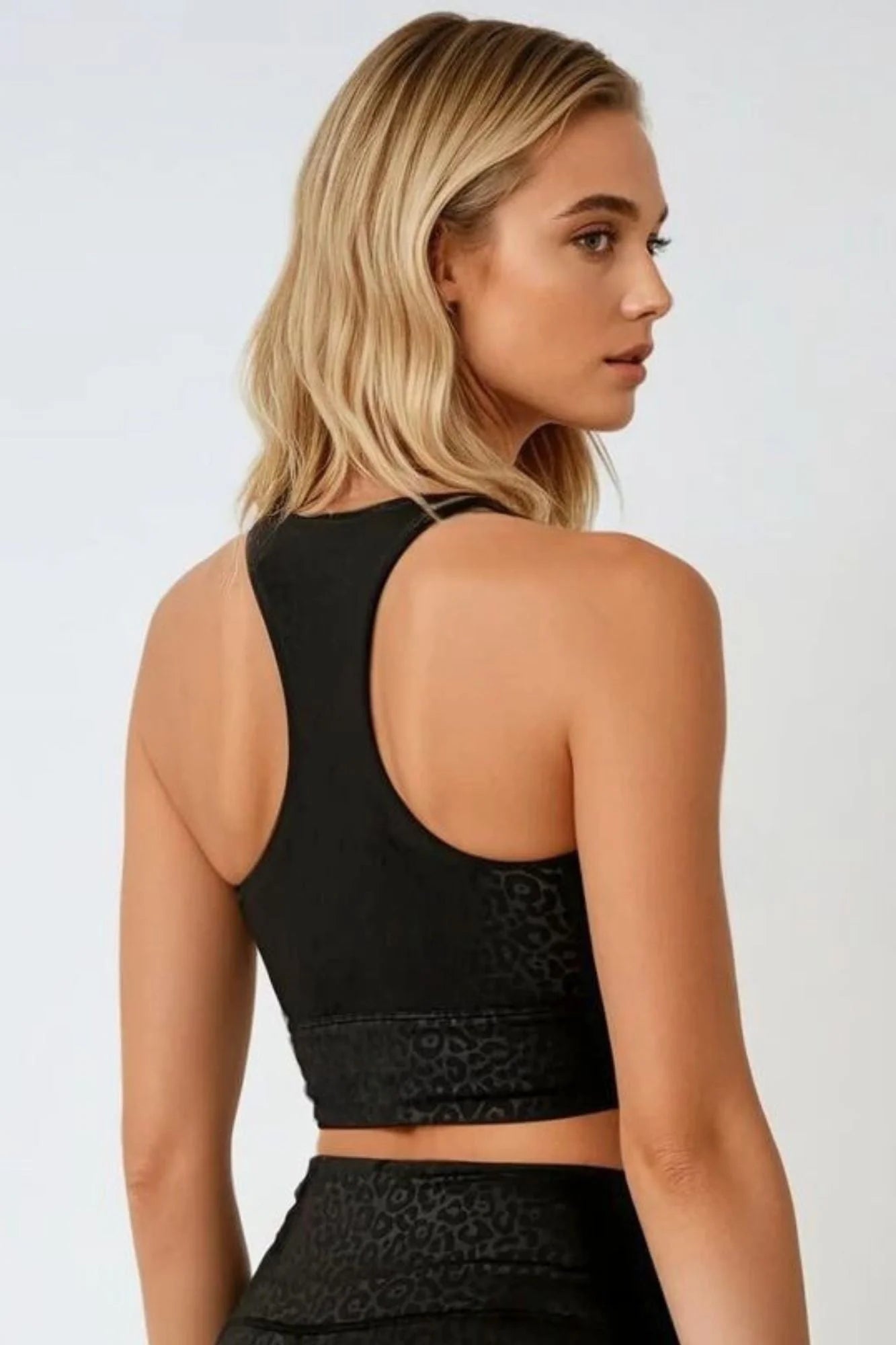 Jet Leopard Crop Bra - Black -  by Born Nouli