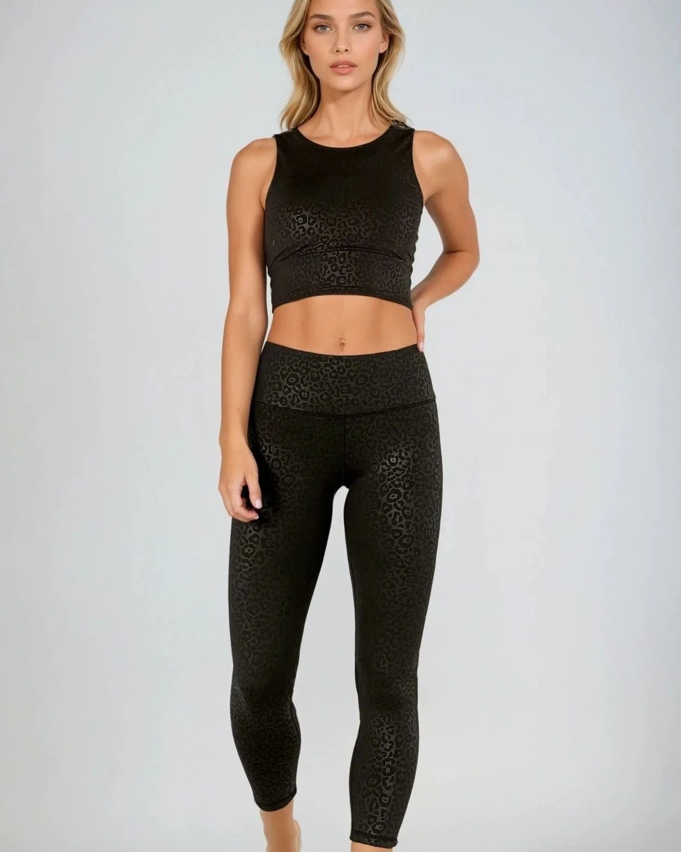 Jet Leopard High Waisted Legging 7/8 Legging -  by Born Nouli