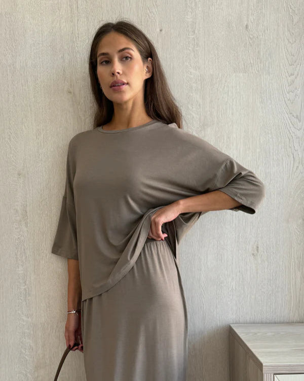 Raya Jersey Top - Taupe
