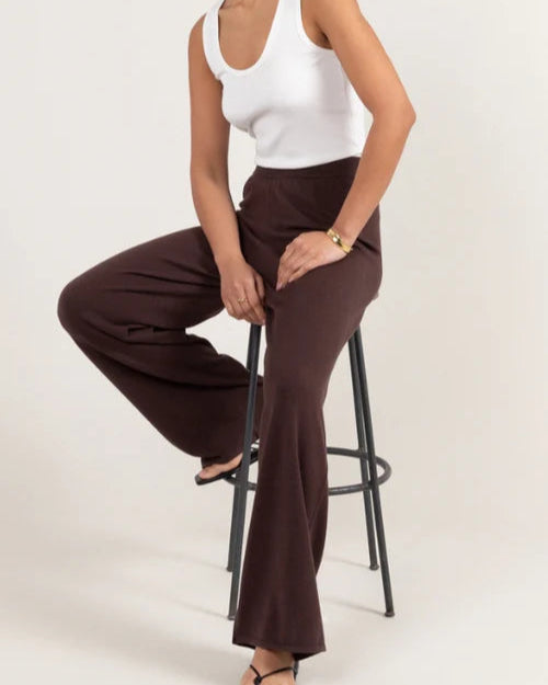 Sofia Knit Trousers - Espresso - by Charli