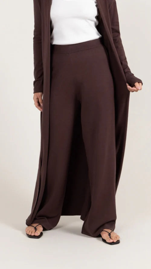 Sofia Knit Trousers - Espresso - by Charli