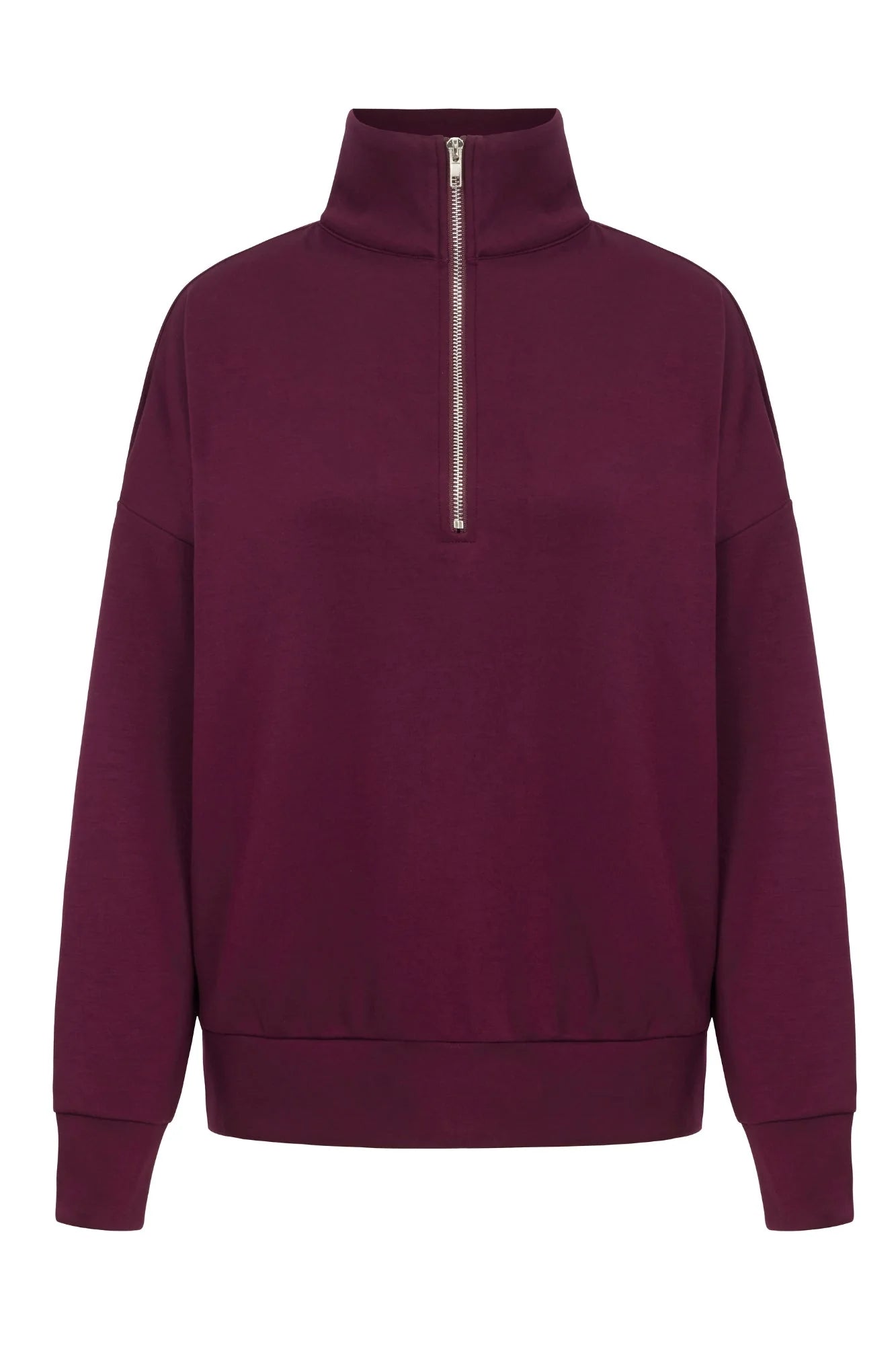 Supersoft Half Zip Sweatshirt - Dark Cherry - by Born Nouli