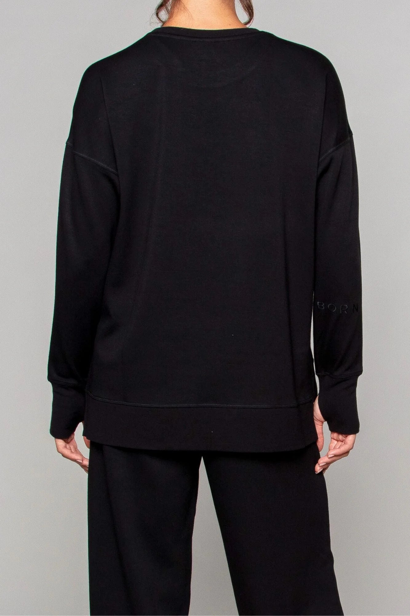 Supersoft Longline Sweatshirt  - Black - by Born Nouli