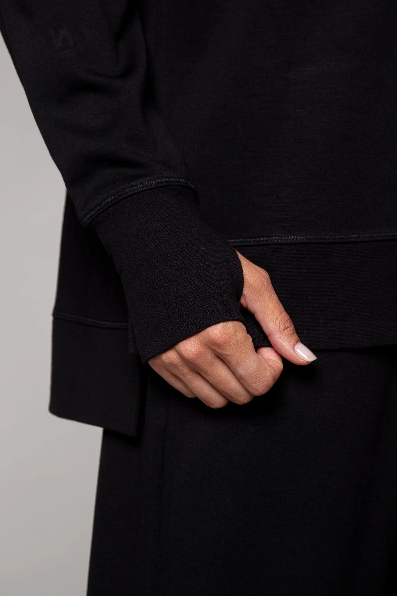 Supersoft Longline Sweatshirt  - Black - by Born Nouli