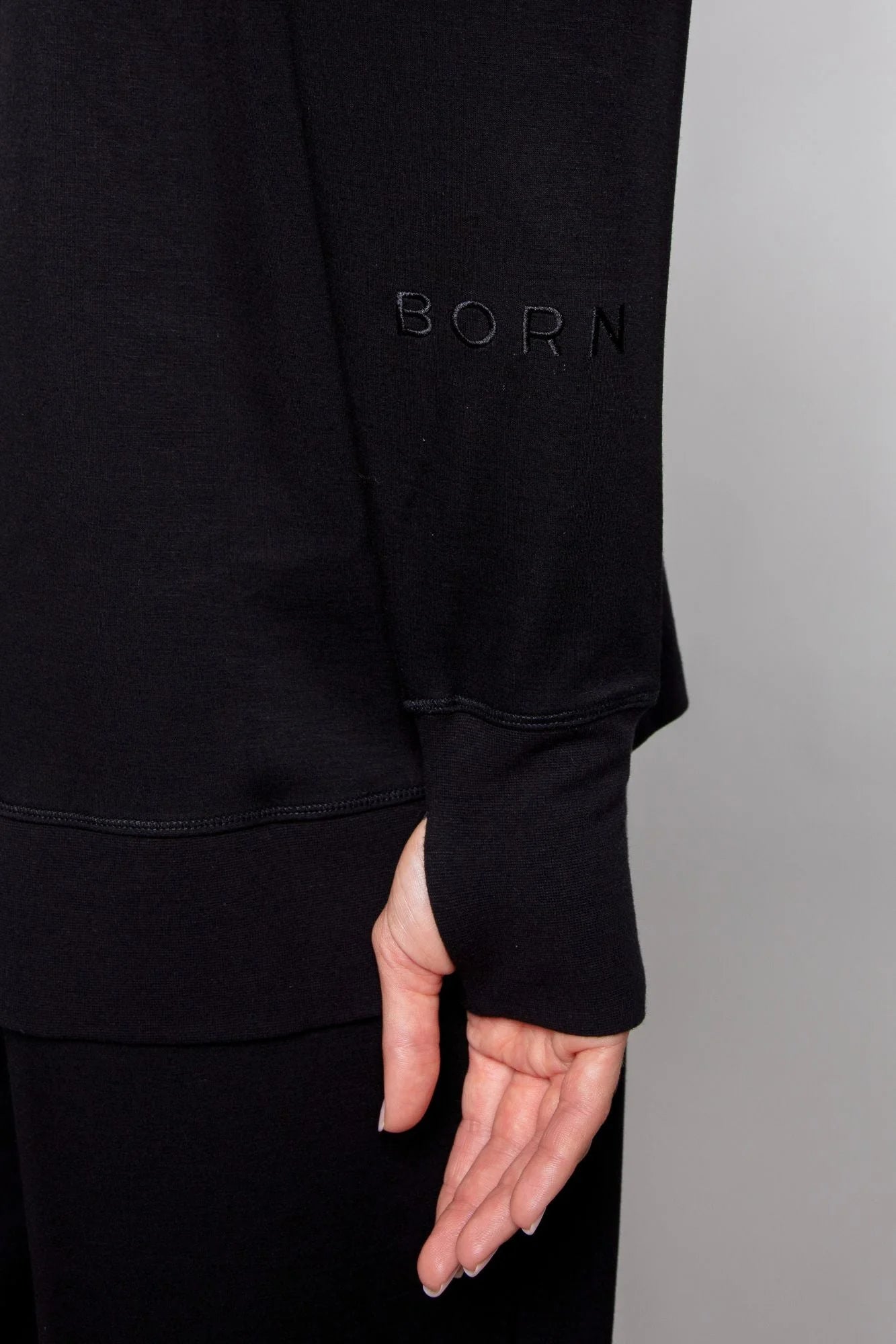 Supersoft Longline Sweatshirt  - Black - by Born Nouli