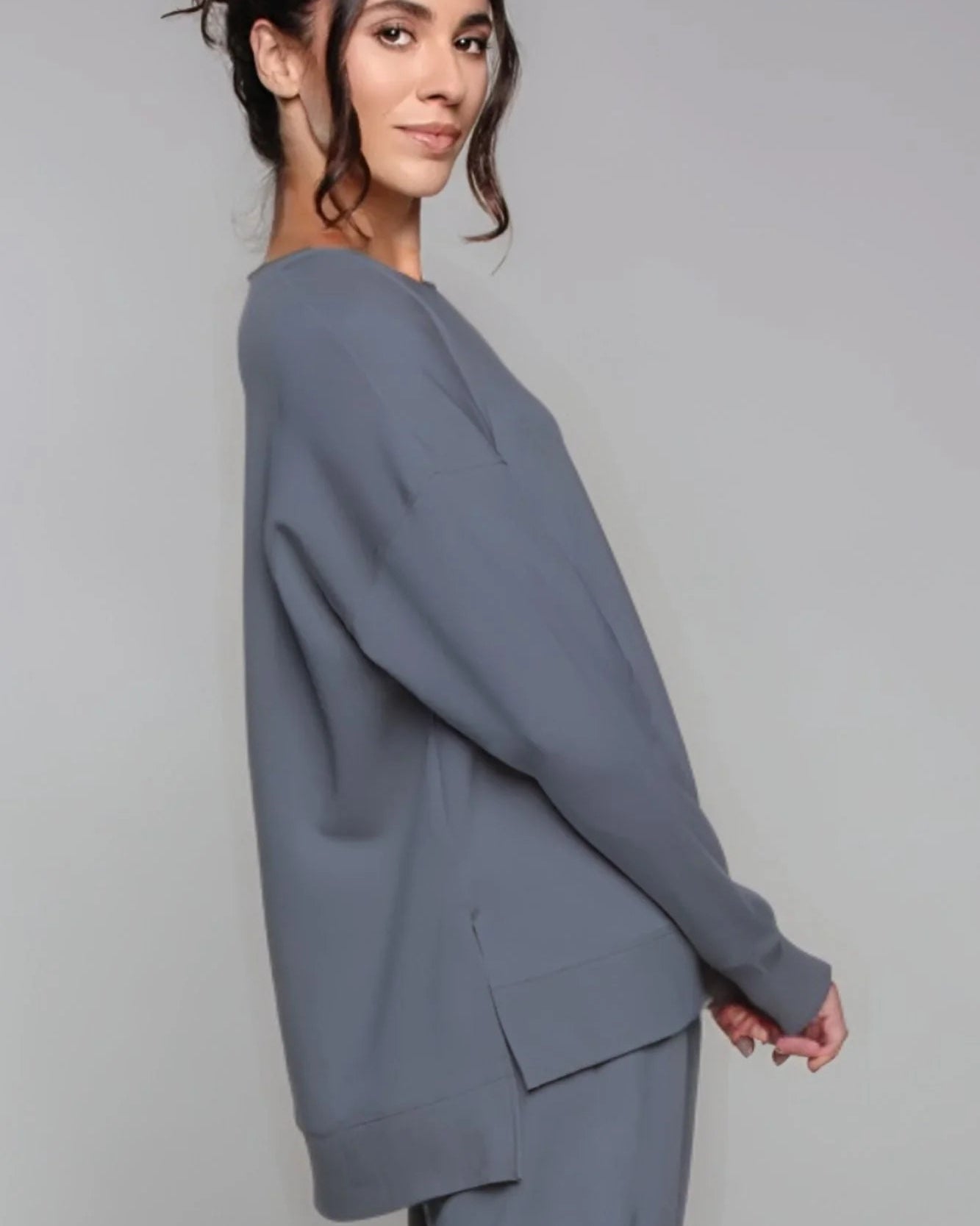 Supersoft Longline Sweatshirt  - Indigo- by Born Nouli