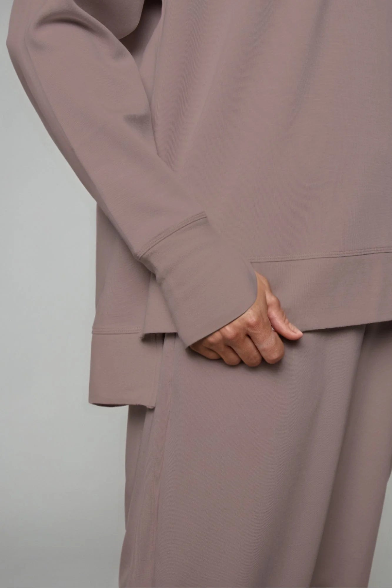 Supersoft Longline Sweatshirt  - Taupe - by Born Nouli