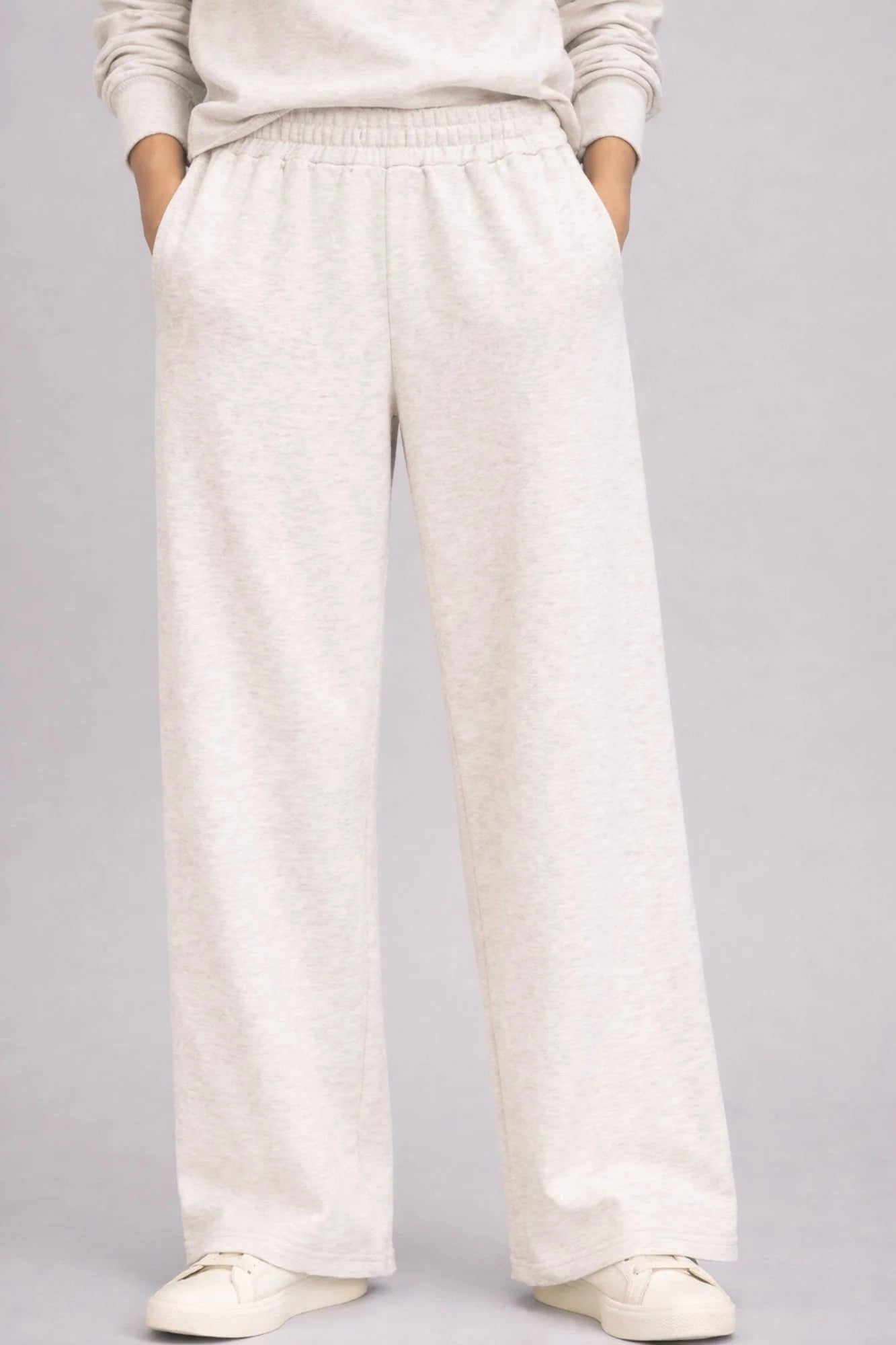 Supersoft Wide Leg Sweatpant - Oat Marl - by Born Nouli