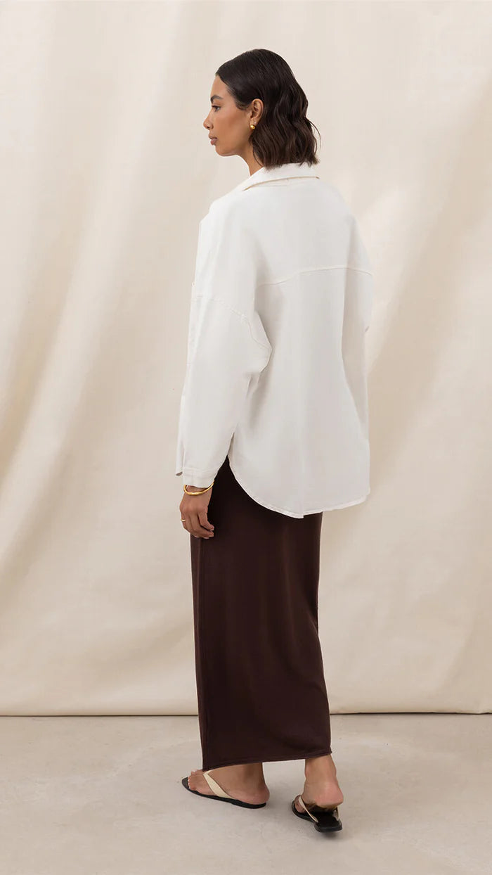 Wyatt Cotton Twill Overshirt - Ecru - by Charli